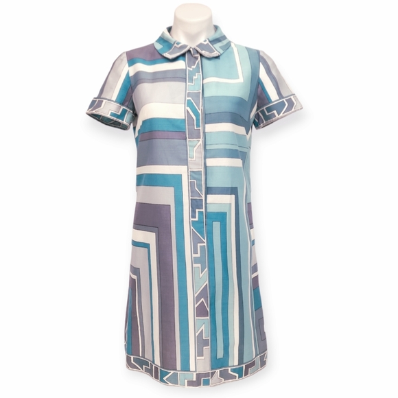 1960s Retro Mod Geometric Abstract Dress - Picture 2 of 8